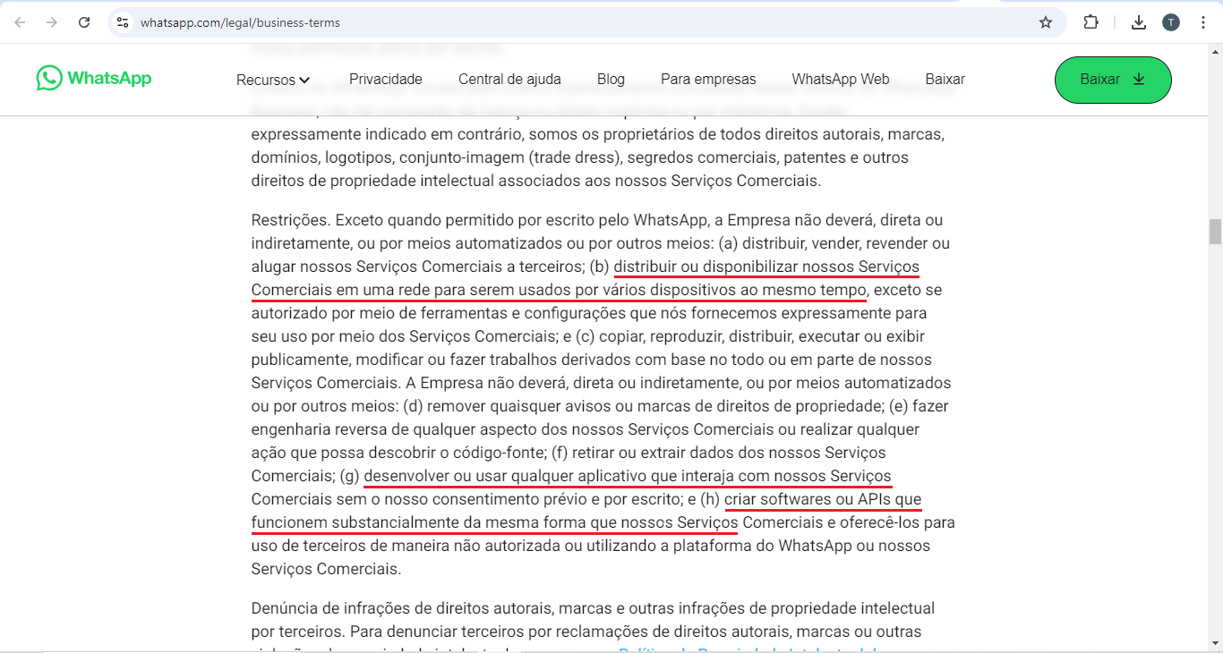 Termos de Serviço do WhatsApp Business